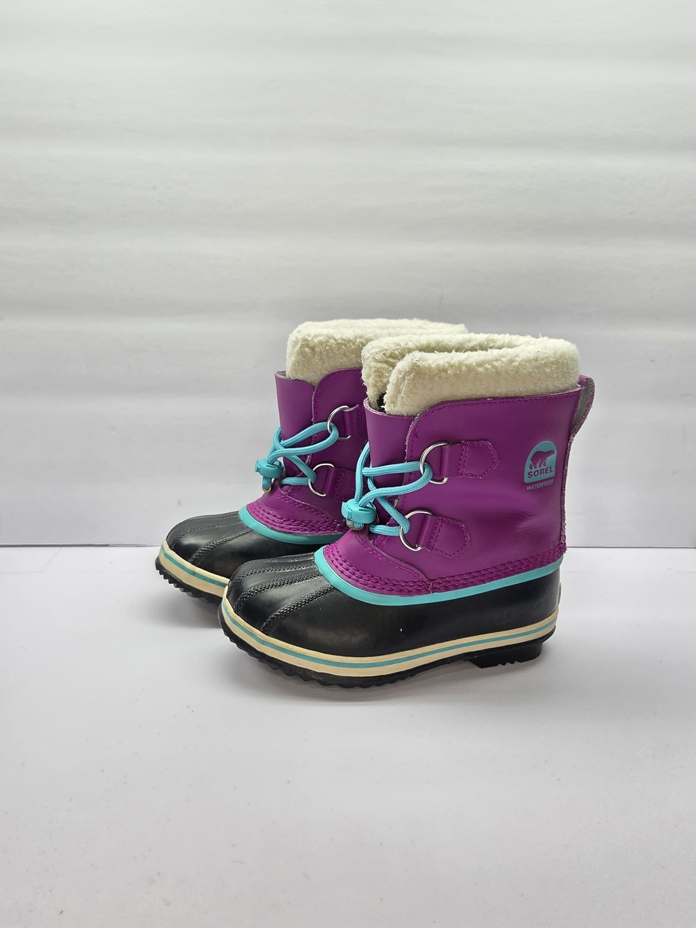 Sorel Yoot Pac Waterproof Winter Snow Boots Kids Size 13 Purple Teal